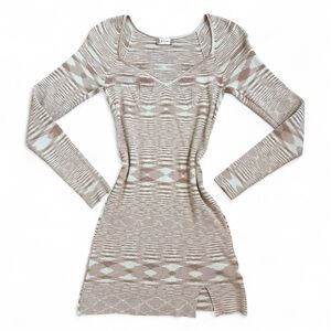 Altar'd State Pink and Cream Patterned Long Sleeve Dress